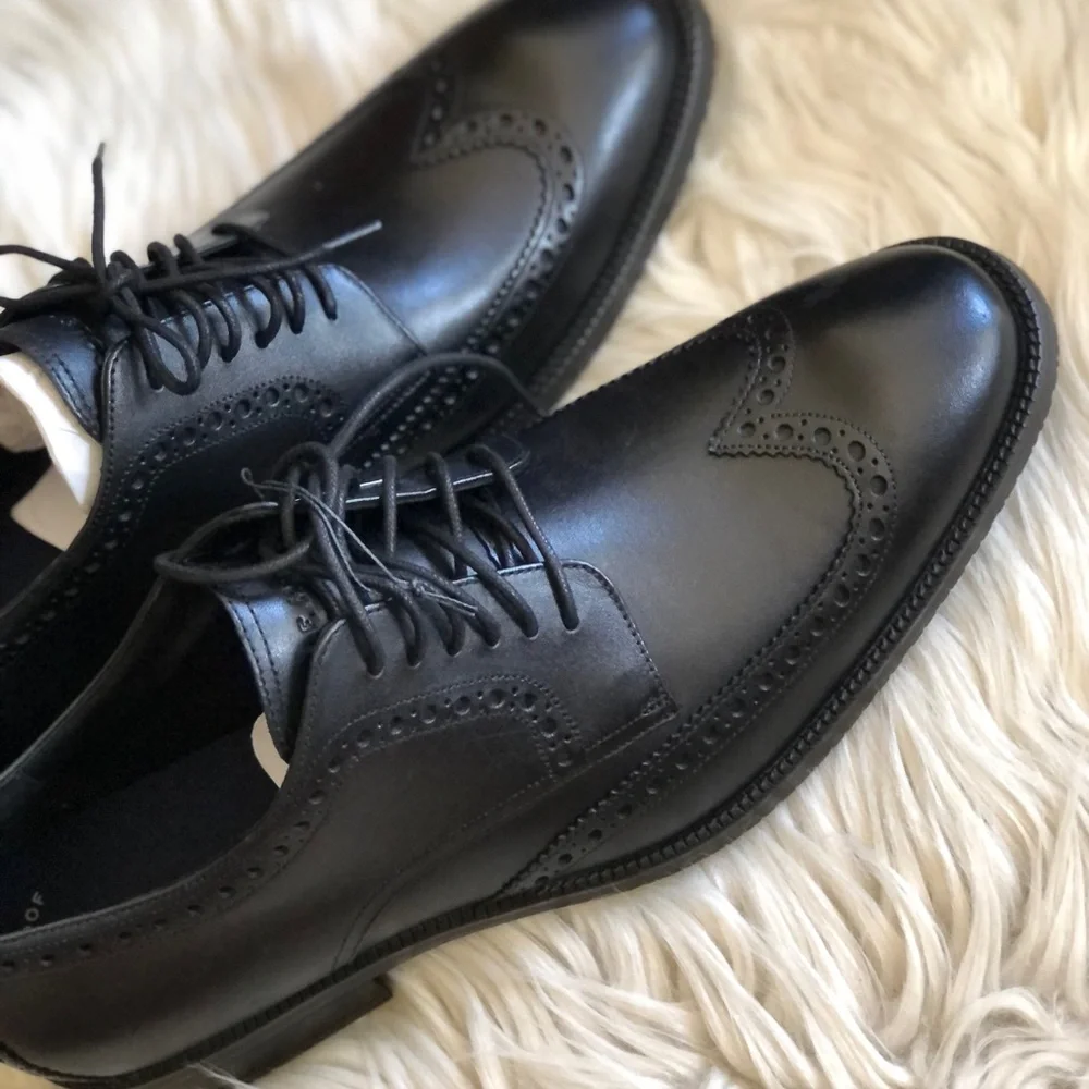 Cole Haan Leather Modern Essentials Wingtip Oxfords Waterproof Mens Black 10.5